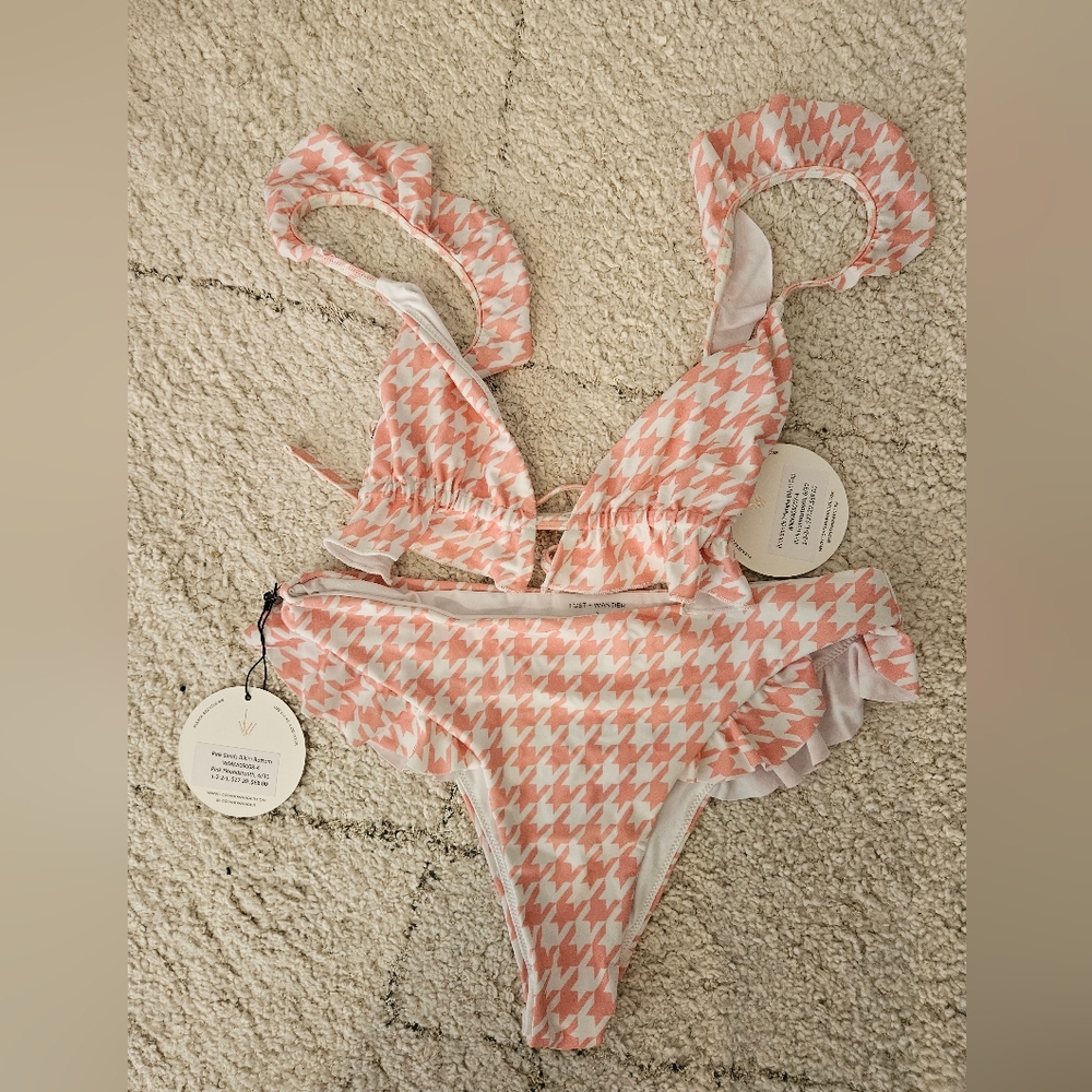 $136 NWT Pink Sands Bimini Bottom Lost + Wander Pink Houndstooth